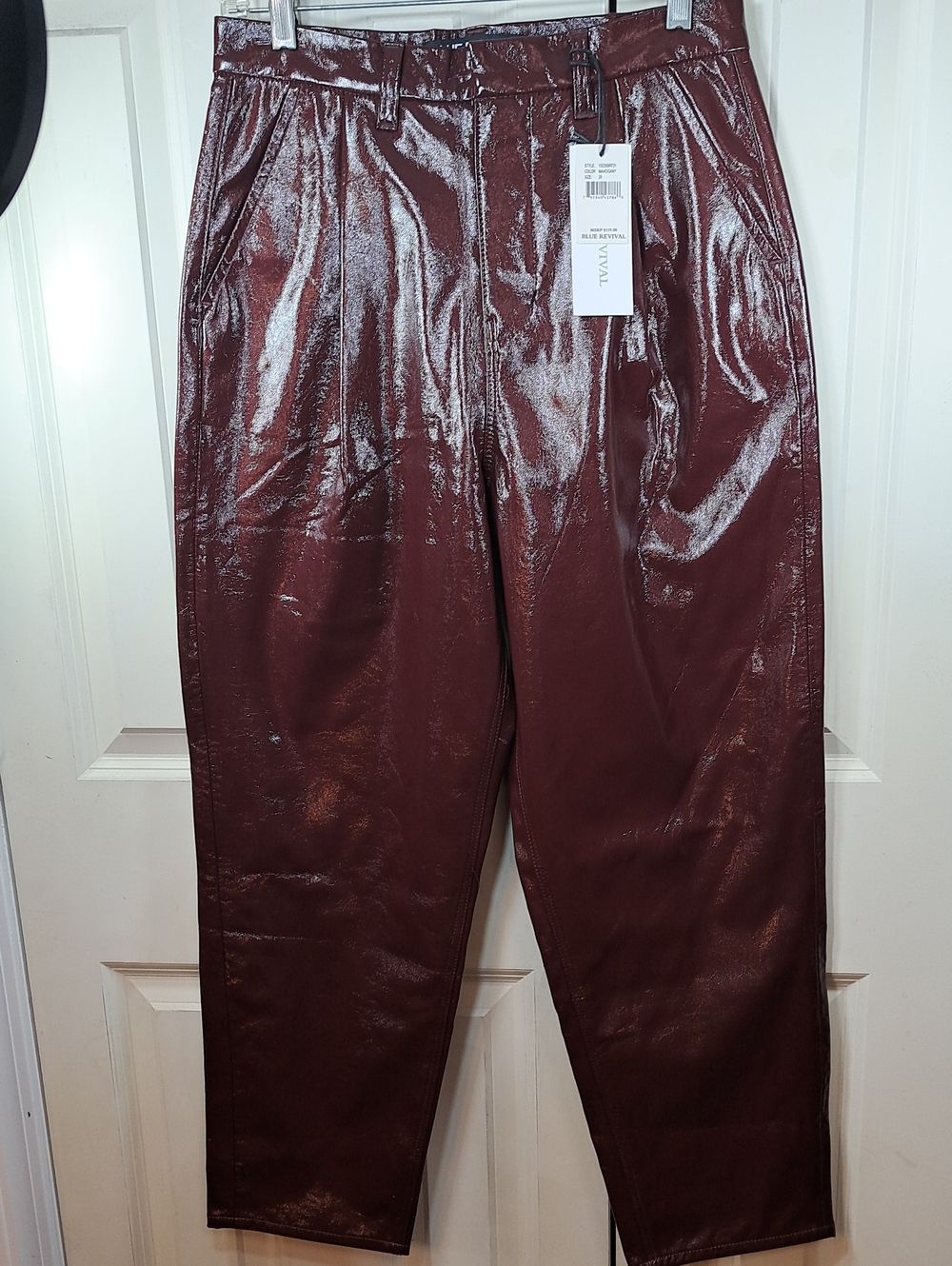 WOMENS Faux Leather Pants - Burgundy NWT